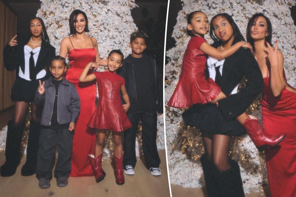 Kim Kardashian and Kanye West's four children look all grown up in holiday photos