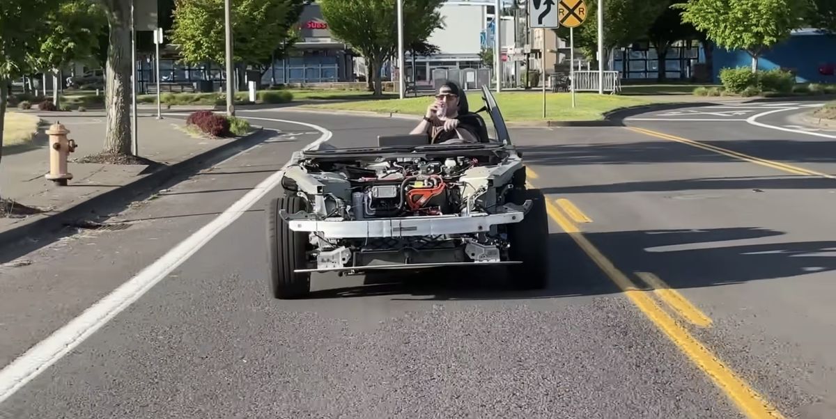 Ripping the Body Off a Tesla Model 3 Makes It Way Faster