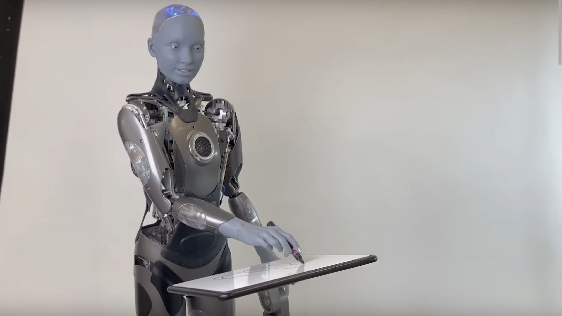 Video: World's most advanced humanoid robot, Ameca, draws a cat