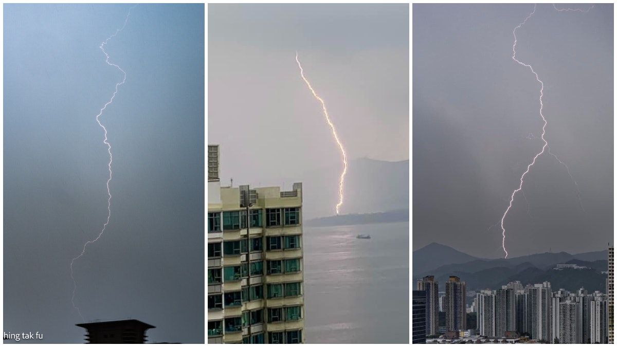 極端酷熱觸發驟雨雷暴 天文台兩度促躲避 市民拍到旱天雷劈大地