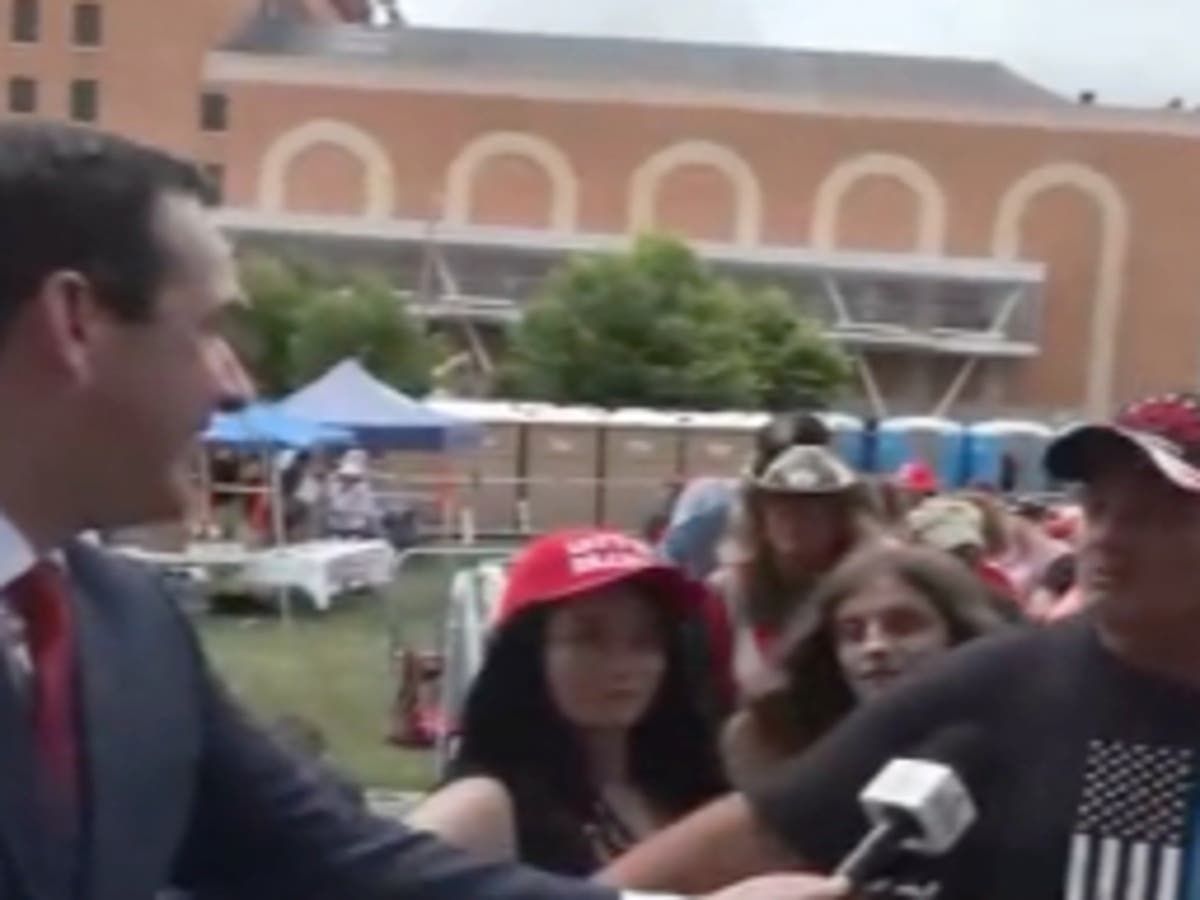 Right-wing TV host at Trump rally denies he wants to kill liberals