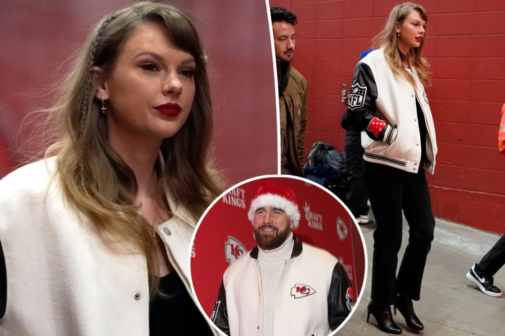 Taylor Swift arrives at Travis Kelce's game wearing Chiefs jacket that matches boyfriend's